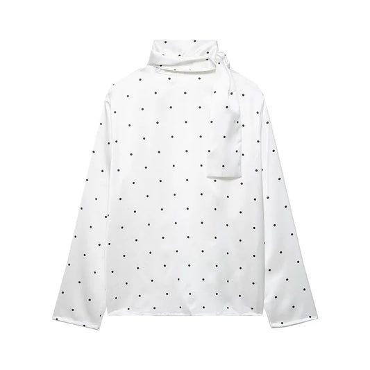 Blusa lunares con lazada al cuello