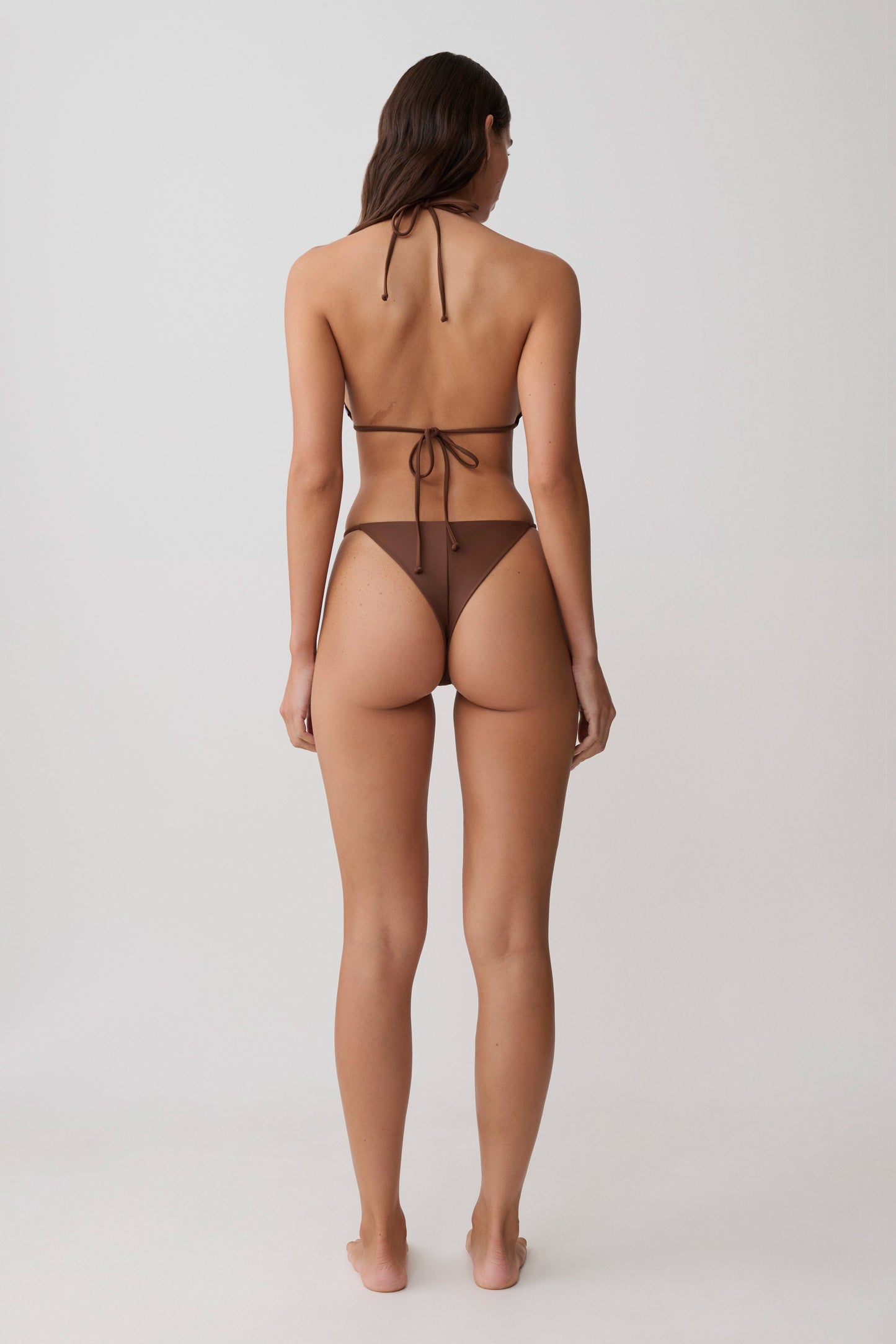 Bloom Embroidered Bikini Bottom - Chocolate With Pale Blue Embroidery vista 2