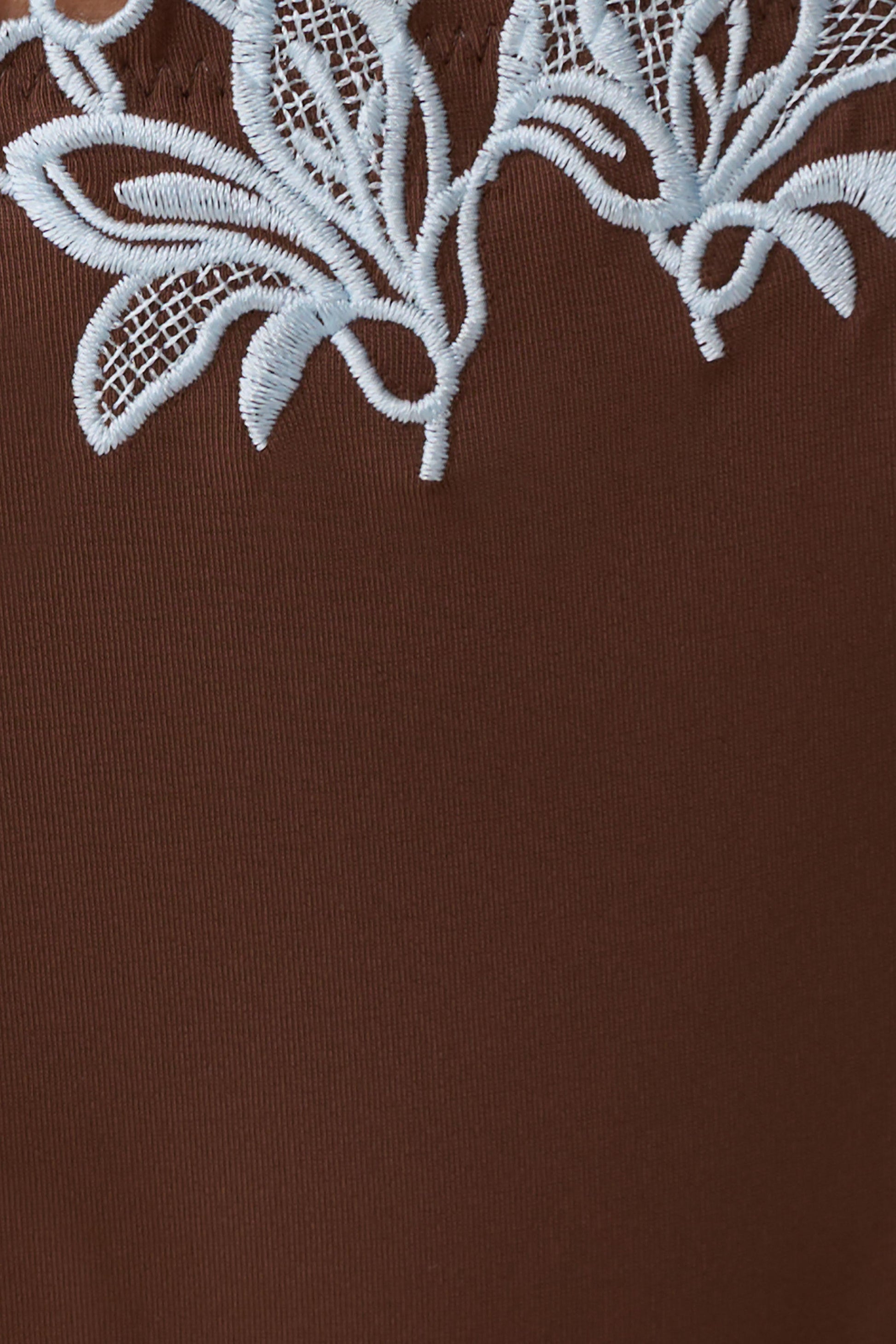 Bloom Embroidered Bikini Bottom - Chocolate With Pale Blue Embroidery vista 9