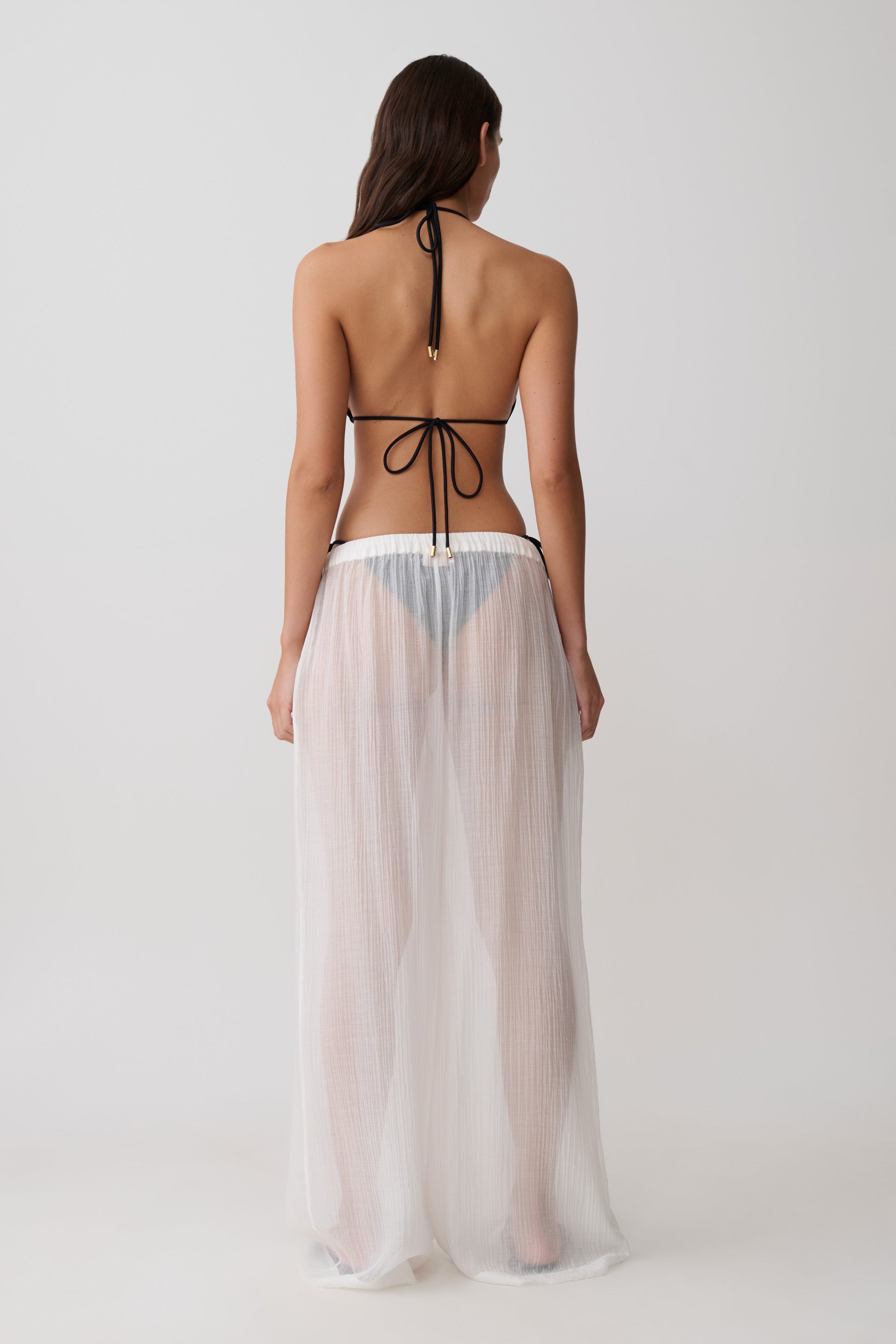 Leilani Sheer Drawstring Wide Leg Pants - Ivory vista 2