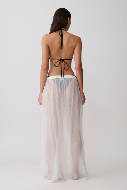Leilani Sheer Drawstring Wide Leg Pants - Ivory vista 2