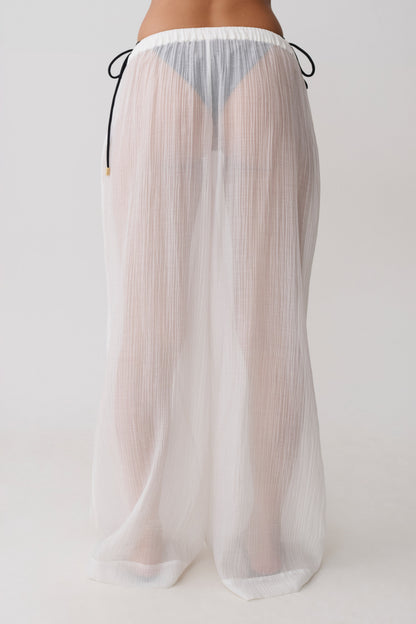 Leilani Sheer Drawstring Wide Leg Pants - Ivory vista 5
