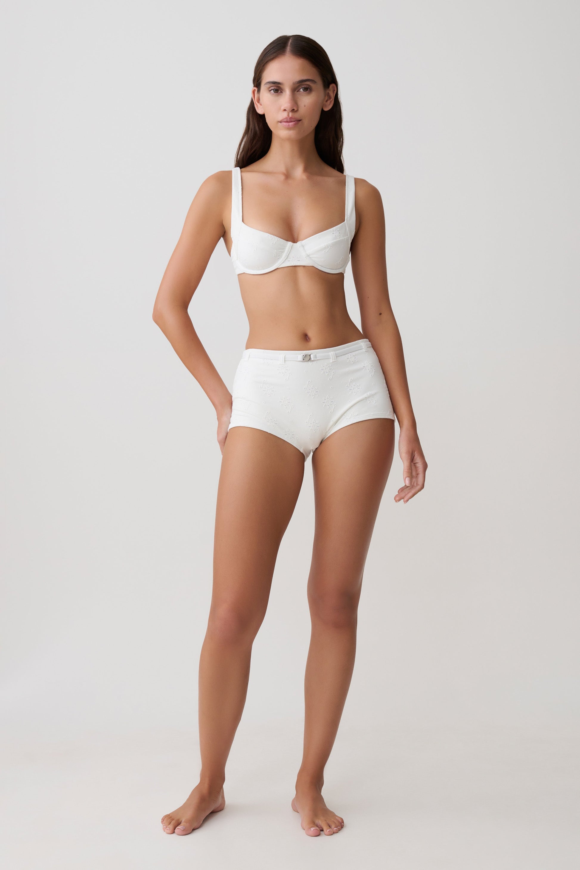 Frost Mini Bikini Shorts - White Textured Fabric vista 8