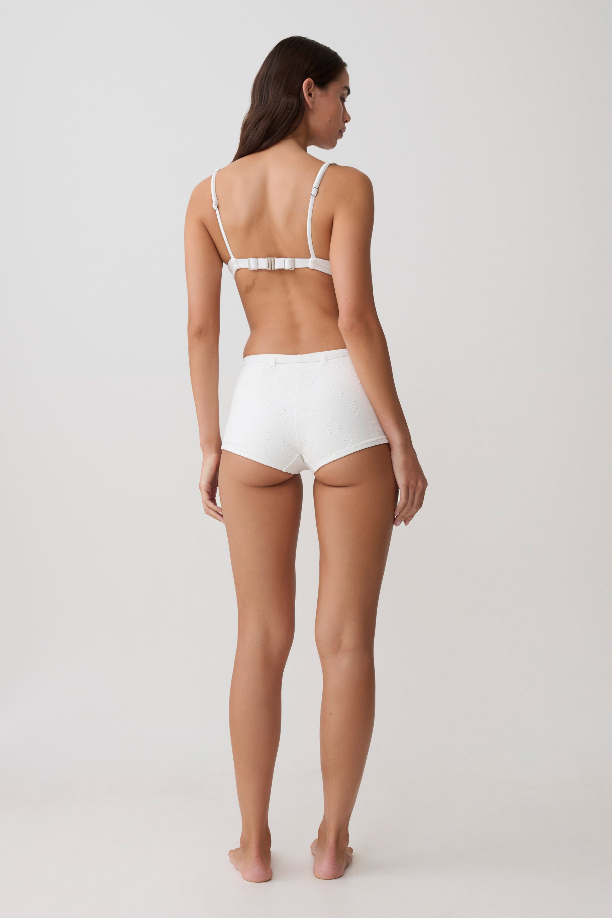 Frost Mini Bikini Shorts - White Textured Fabric vista 3