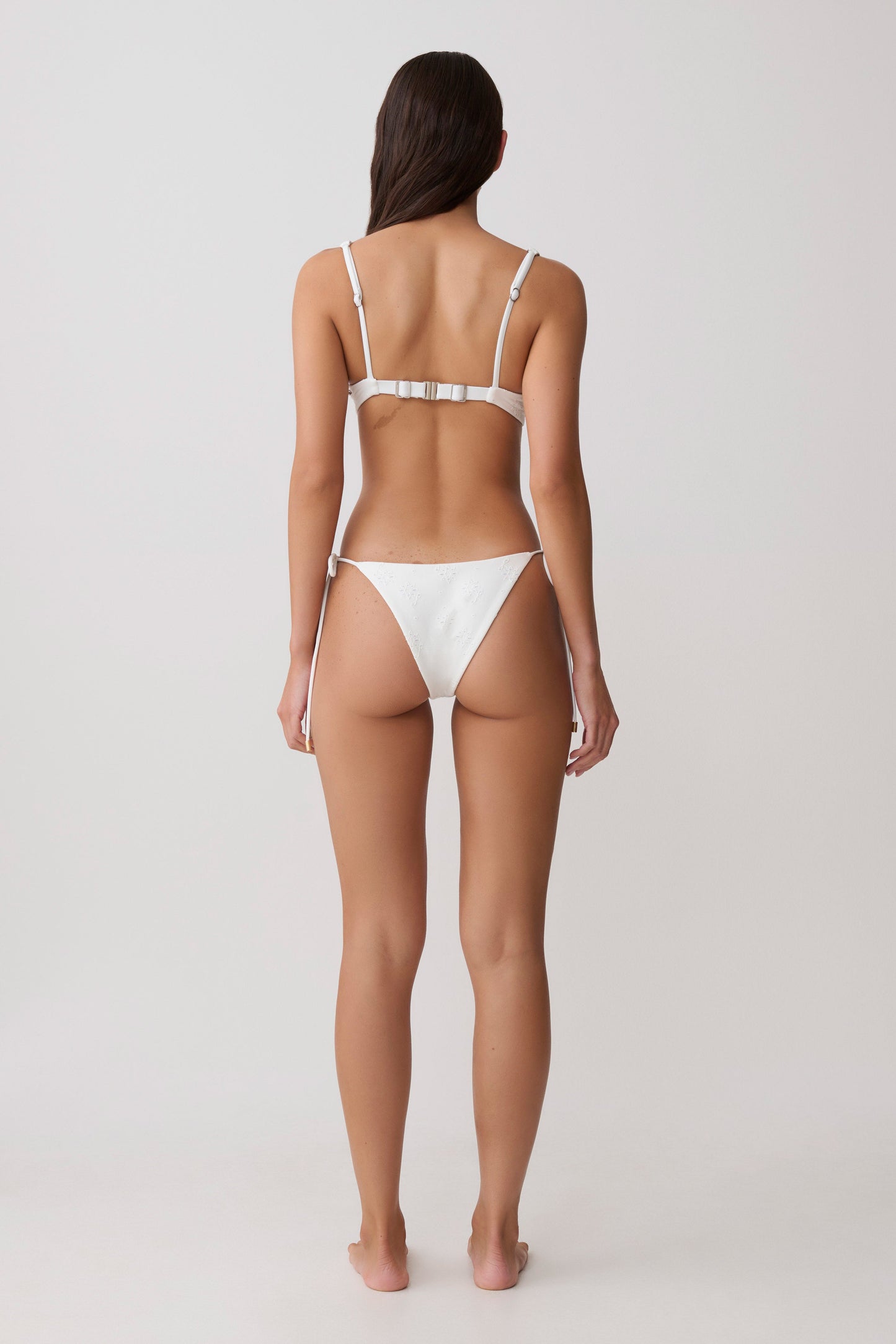 Blossom Side Tie Bikini Bottom - White Textured Fabric vista 4