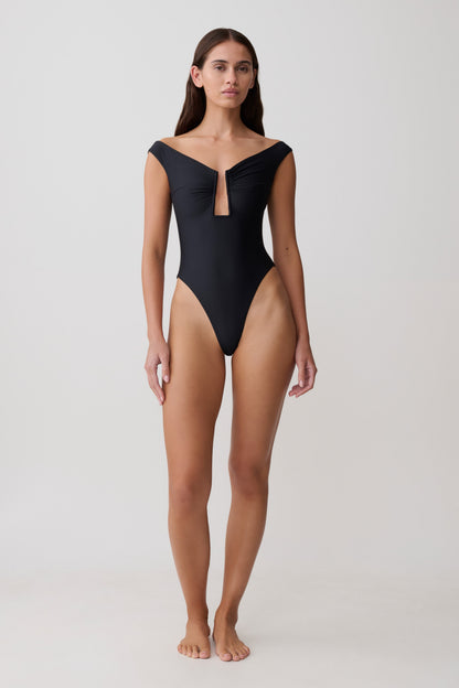 Yumi U-Wire Plunge One Piece Swimsuit - Black vista 10