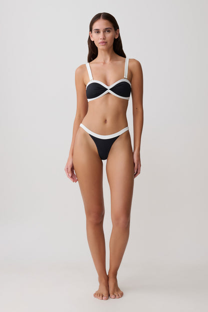 Isla Brazilian Bikini Bottom - Black/White vista 8
