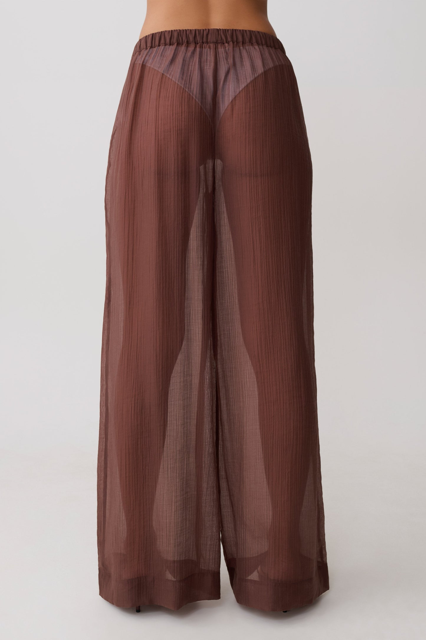 Leilani Sheer Drawstring Wide Leg Pants - Chocolate vista 7