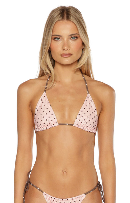 Florida Pink Polka Dot Triangle Bikini Top vista 3