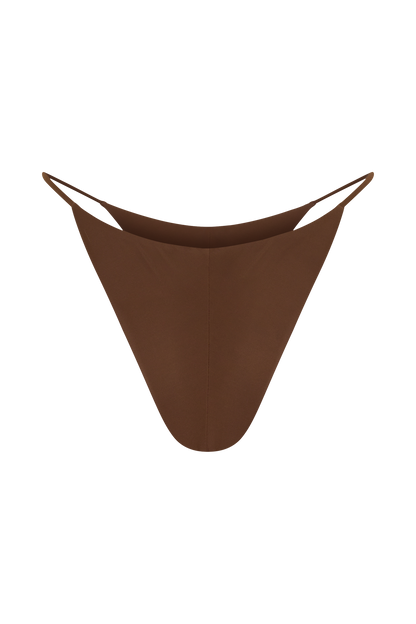 Bloom Embroidered Bikini Bottom - Chocolate With Pale Blue Embroidery vista 10