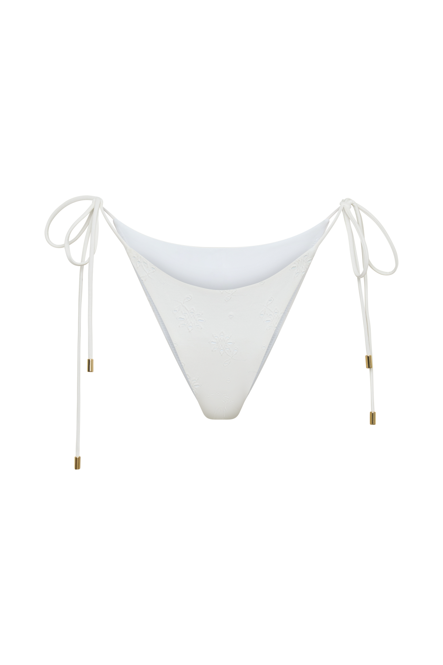 Blossom Side Tie Bikini Bottom - White Textured Fabric vista 11