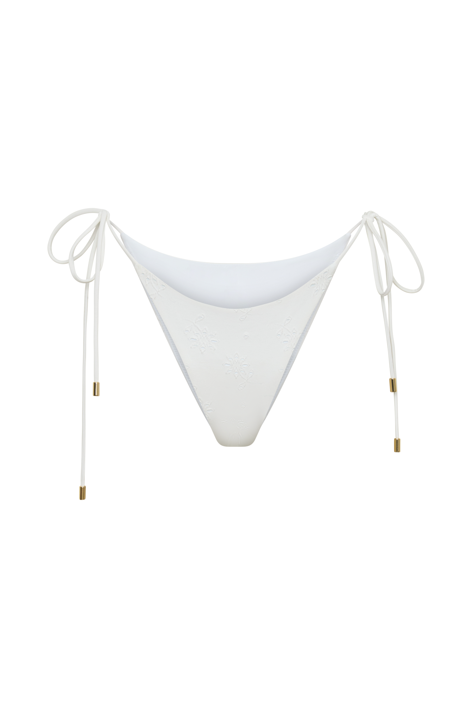 Blossom Side Tie Bikini Bottom - White Textured Fabric vista 11