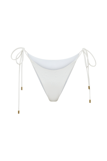 Blossom Side Tie Bikini Bottom - White Textured Fabric vista 11