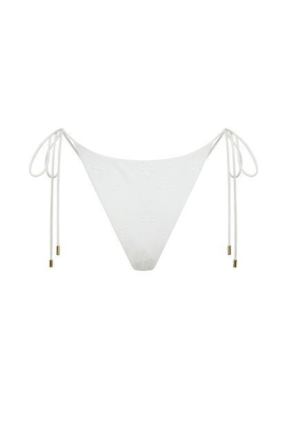 Blossom Side Tie Bikini Bottom - White Textured Fabric vista 10