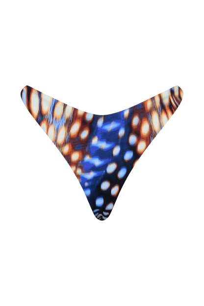 Coralia High Side Thong Bikini Bottom - Blue Abstract Print vista 12