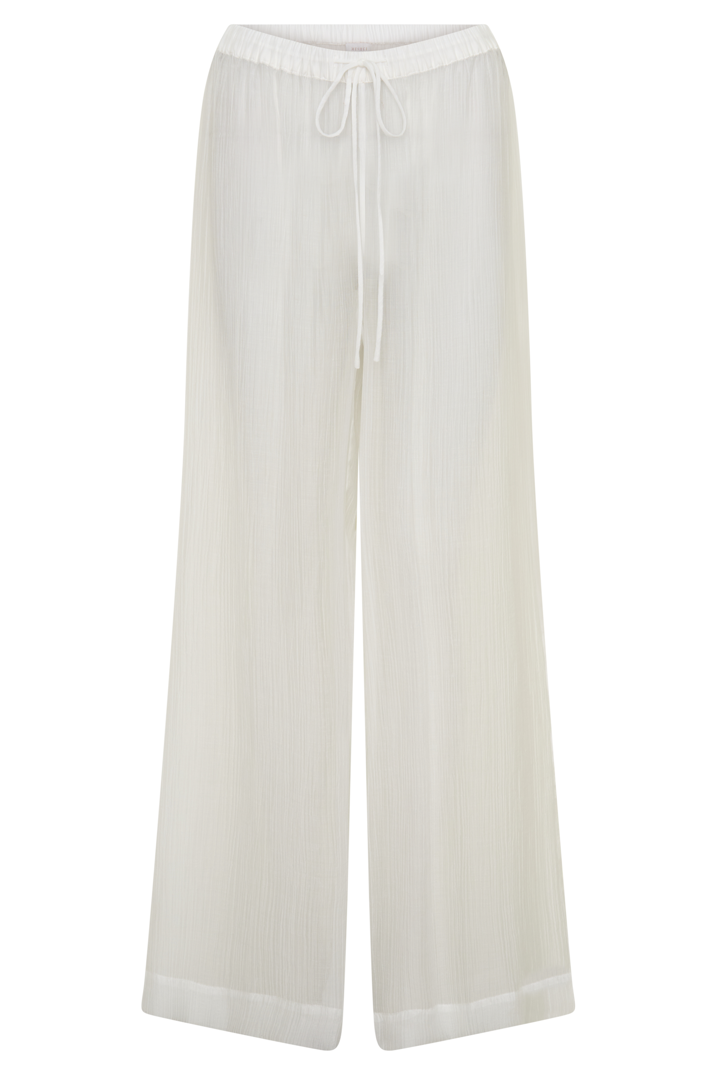 Leilani Sheer Drawstring Wide Leg Pants - Ivory vista 9