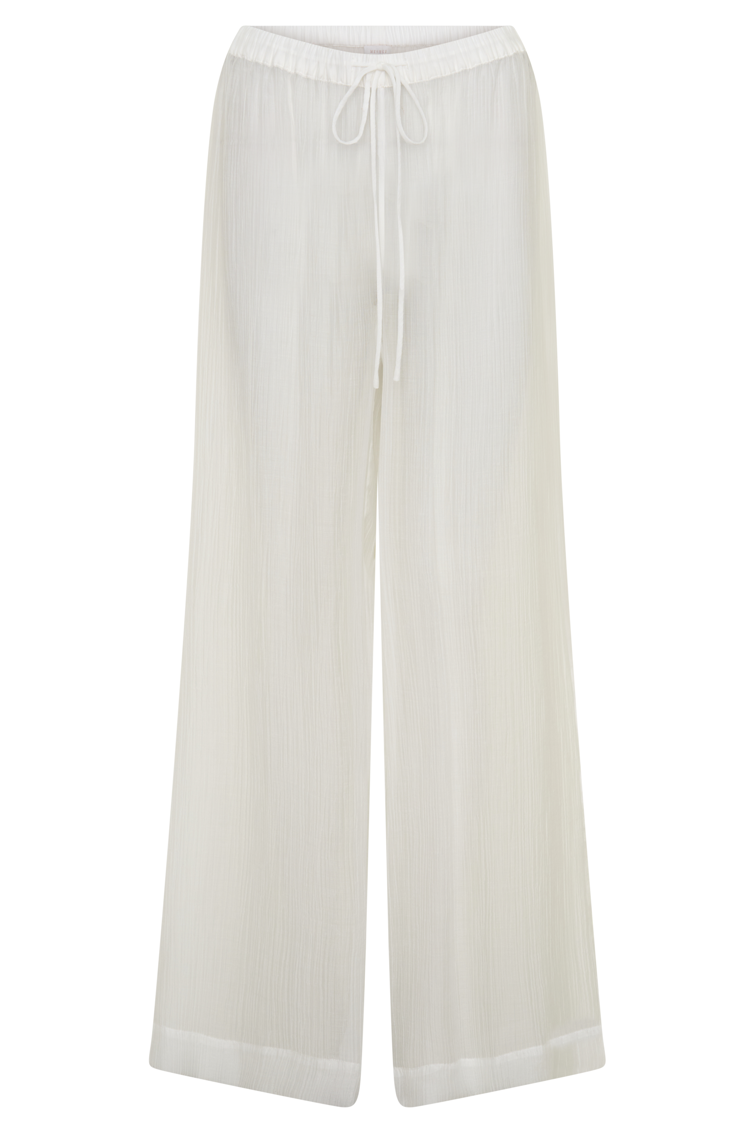 Leilani Sheer Drawstring Wide Leg Pants - Ivory vista 9