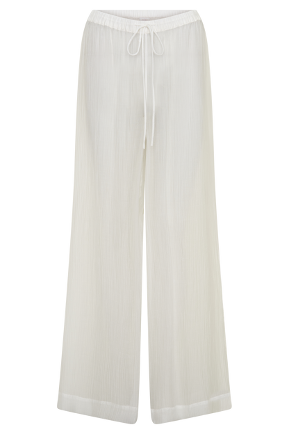 Leilani Sheer Drawstring Wide Leg Pants - Ivory vista 9