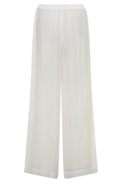 Leilani Sheer Drawstring Wide Leg Pants - Ivory vista 8