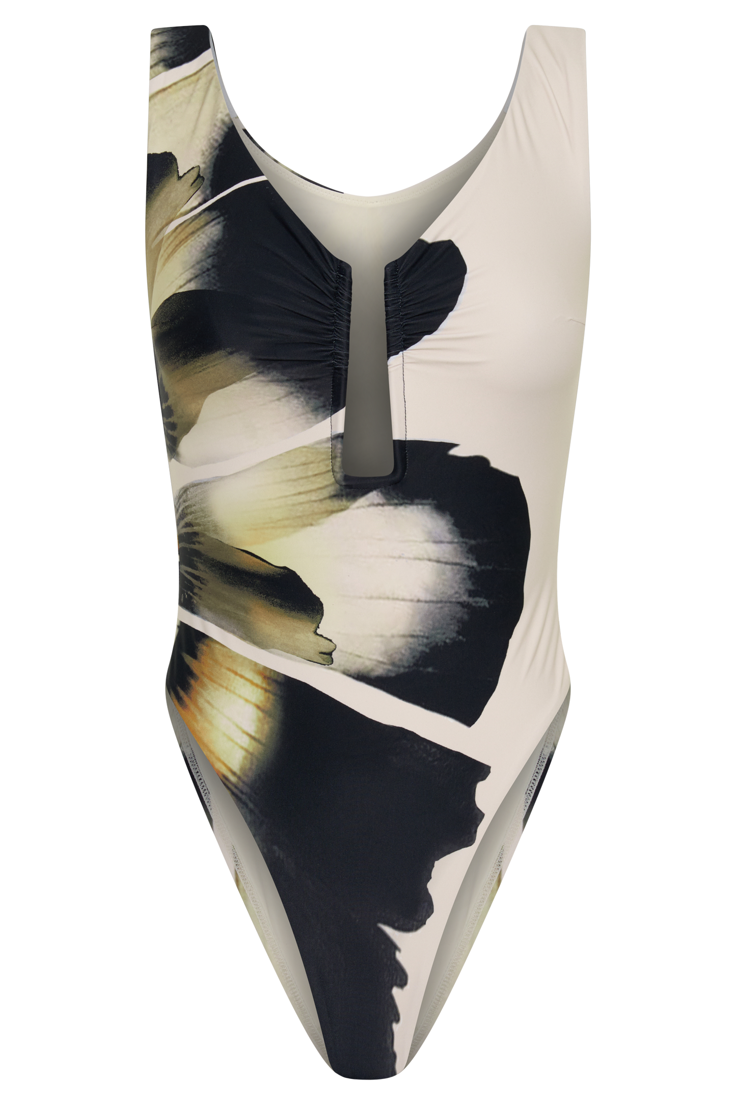 Yumi U-Wire Plunge One Piece Swimsuit - Ivory Base Floral Print vista 15