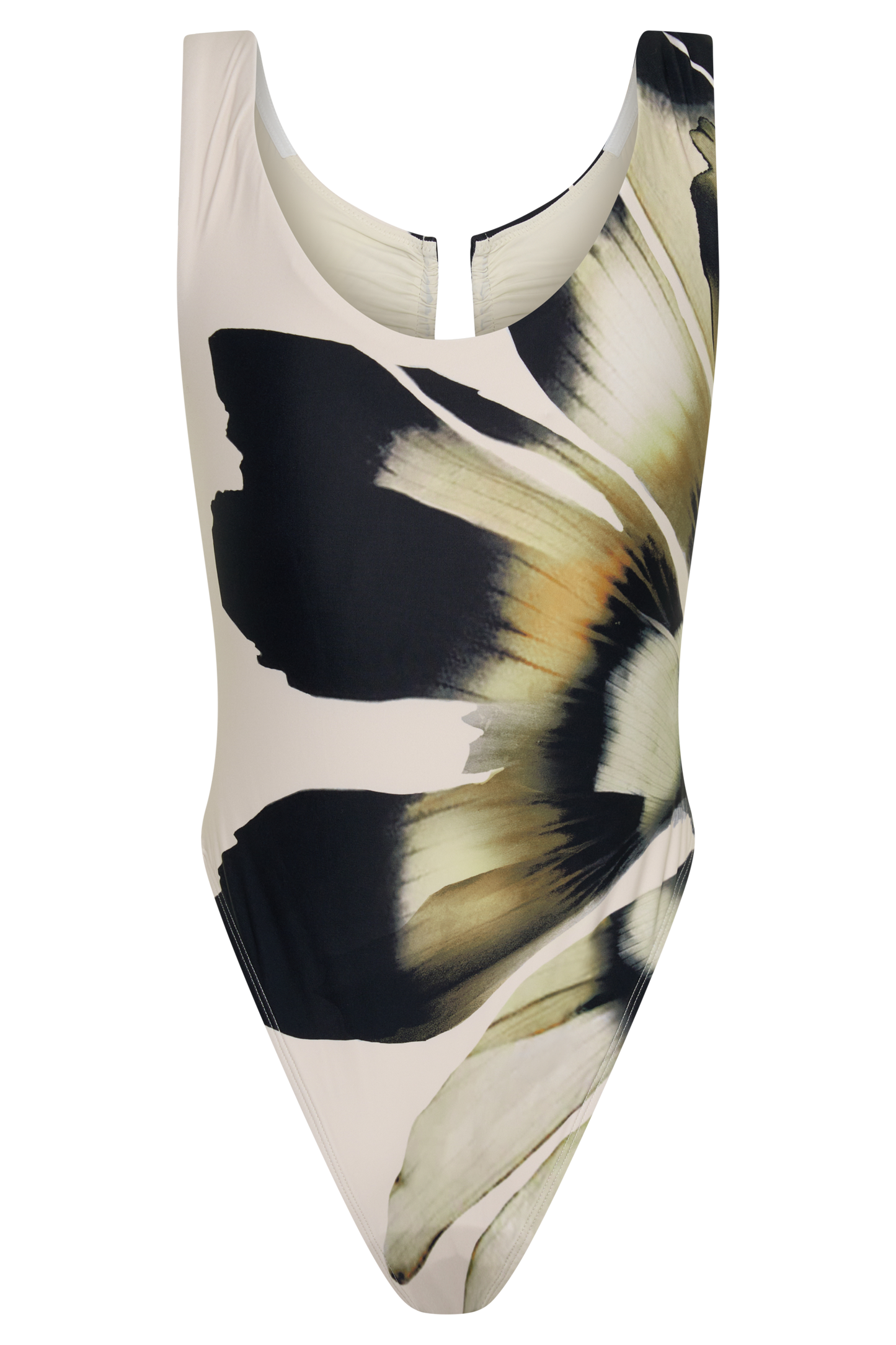 Yumi U-Wire Plunge One Piece Swimsuit - Ivory Base Floral Print vista 14