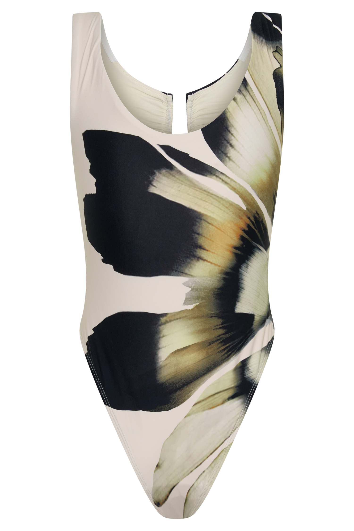 Yumi U-Wire Plunge One Piece Swimsuit - Ivory Base Floral Print vista 14