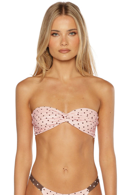Noosa Pink Polka Dot Strapless Twist Bikini Top vista 3