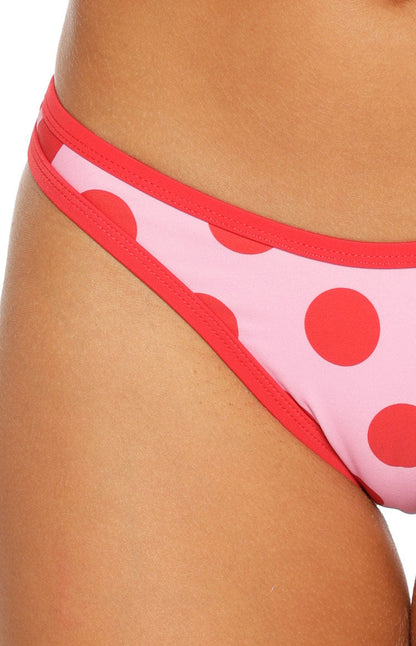 Roma Pink and Red Polka Dot Contrast Bind Bikini Bottoms vista 9