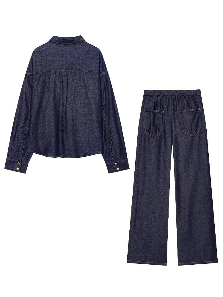 Conjunto denim camisa y pantalón