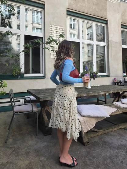 Falda midi Satinada Lunares