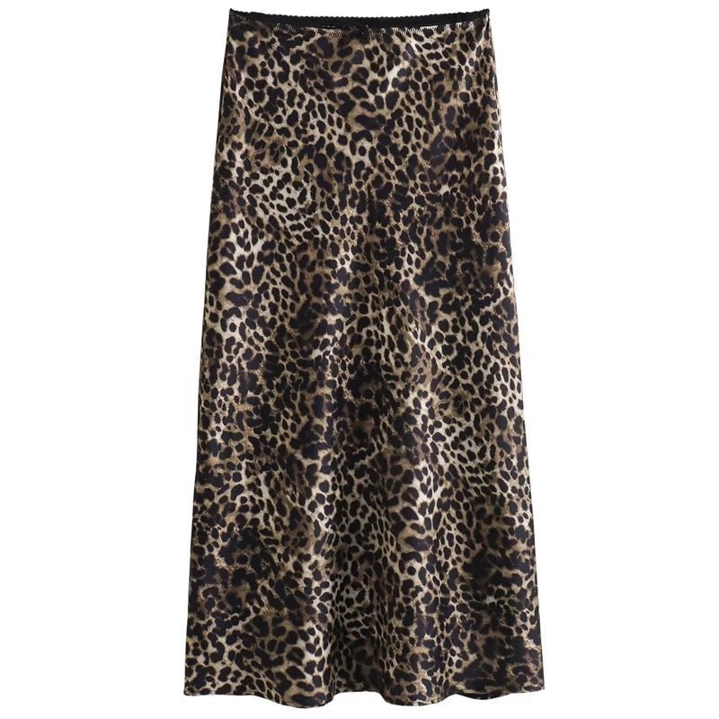 Falda Satinada Leopardo