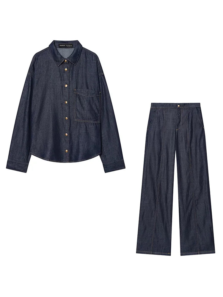 Conjunto denim camisa y pantalón