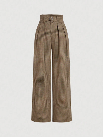 Pantalón Cuadros Wide Leg