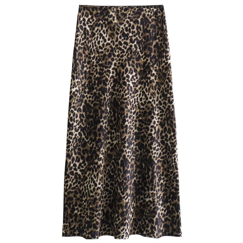Falda Satinada Leopardo