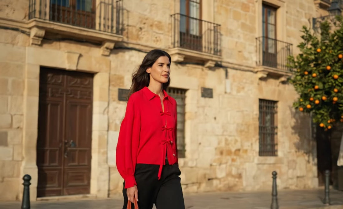 camisa oriental roja velira atelier